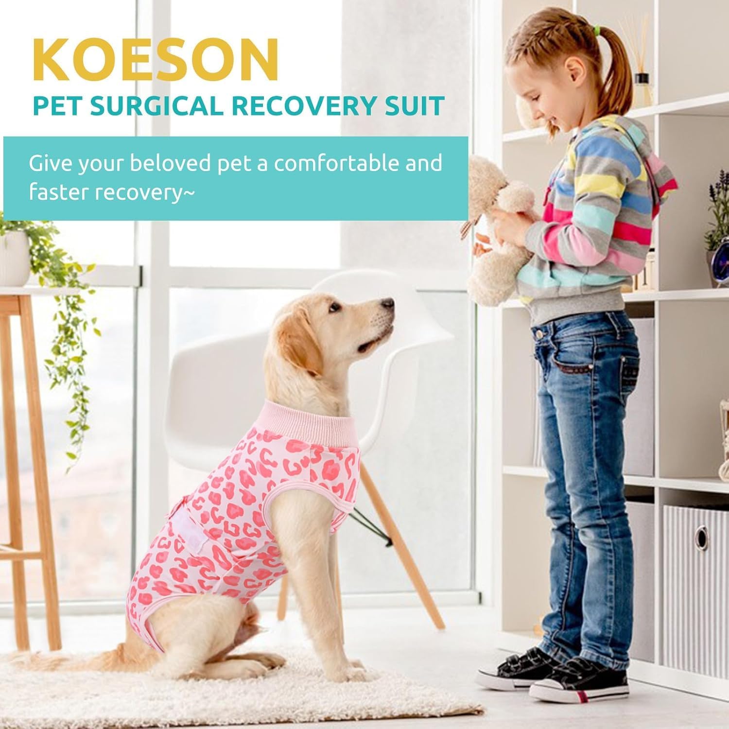 KOESON Lightweight & Soft Surgery Recovery Suit for Large Dogs Female Male