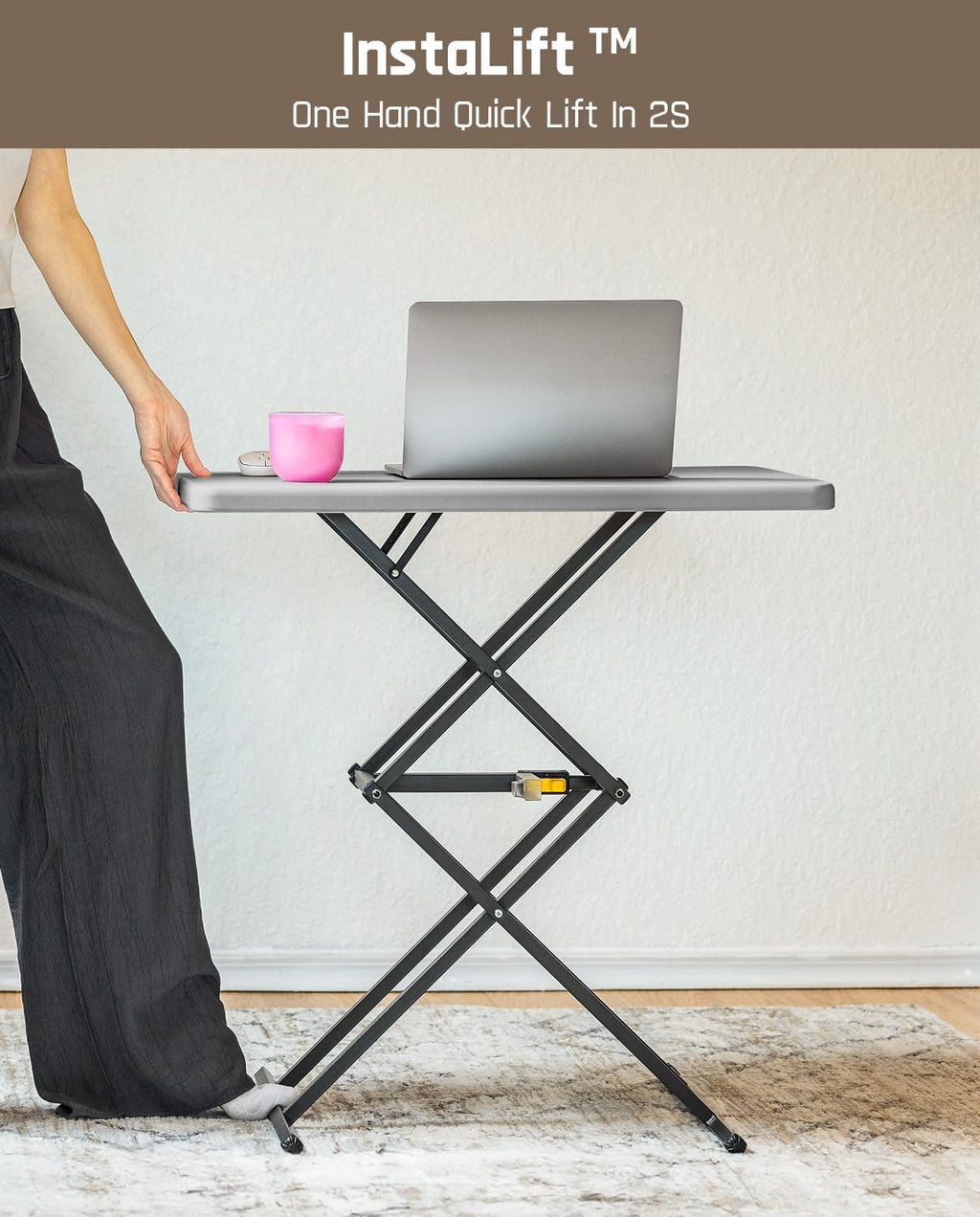 FanttikOutdoor Small Folding Table Quick Adjust 3 Heights, TV Tray, Dining