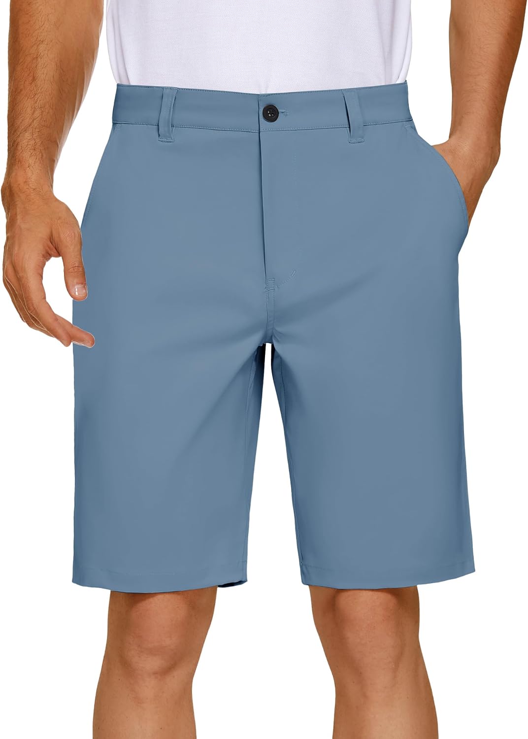 PULI Men's Golf Dress Shorts Flat Front Hybrid 7 Inch with 5 Pockets
