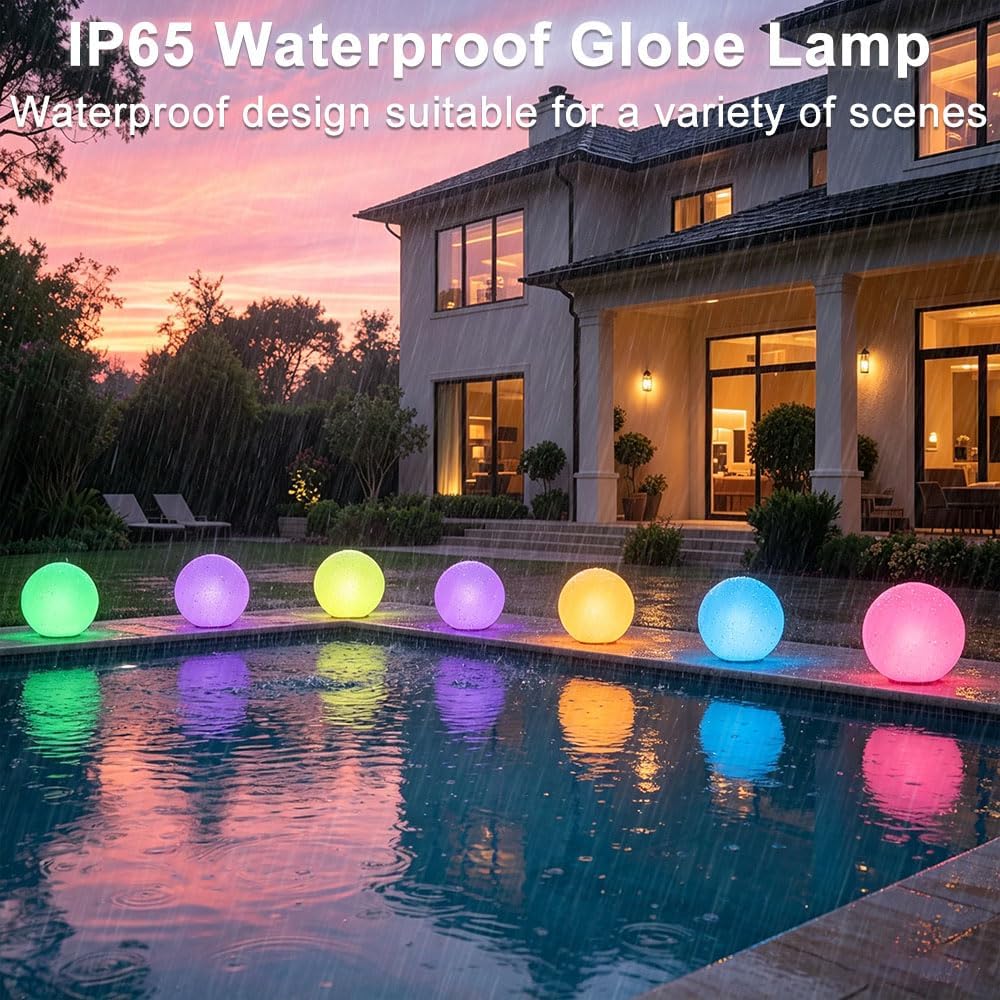 10-inch Glowing LED Ball Light, Dimmable Color Changing LED Globe Orb Light