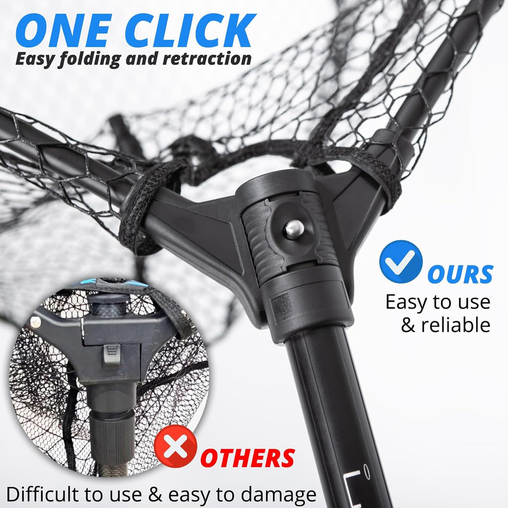 Foldable Long Fishing Net, Large Landing Net with Telescoping Handle