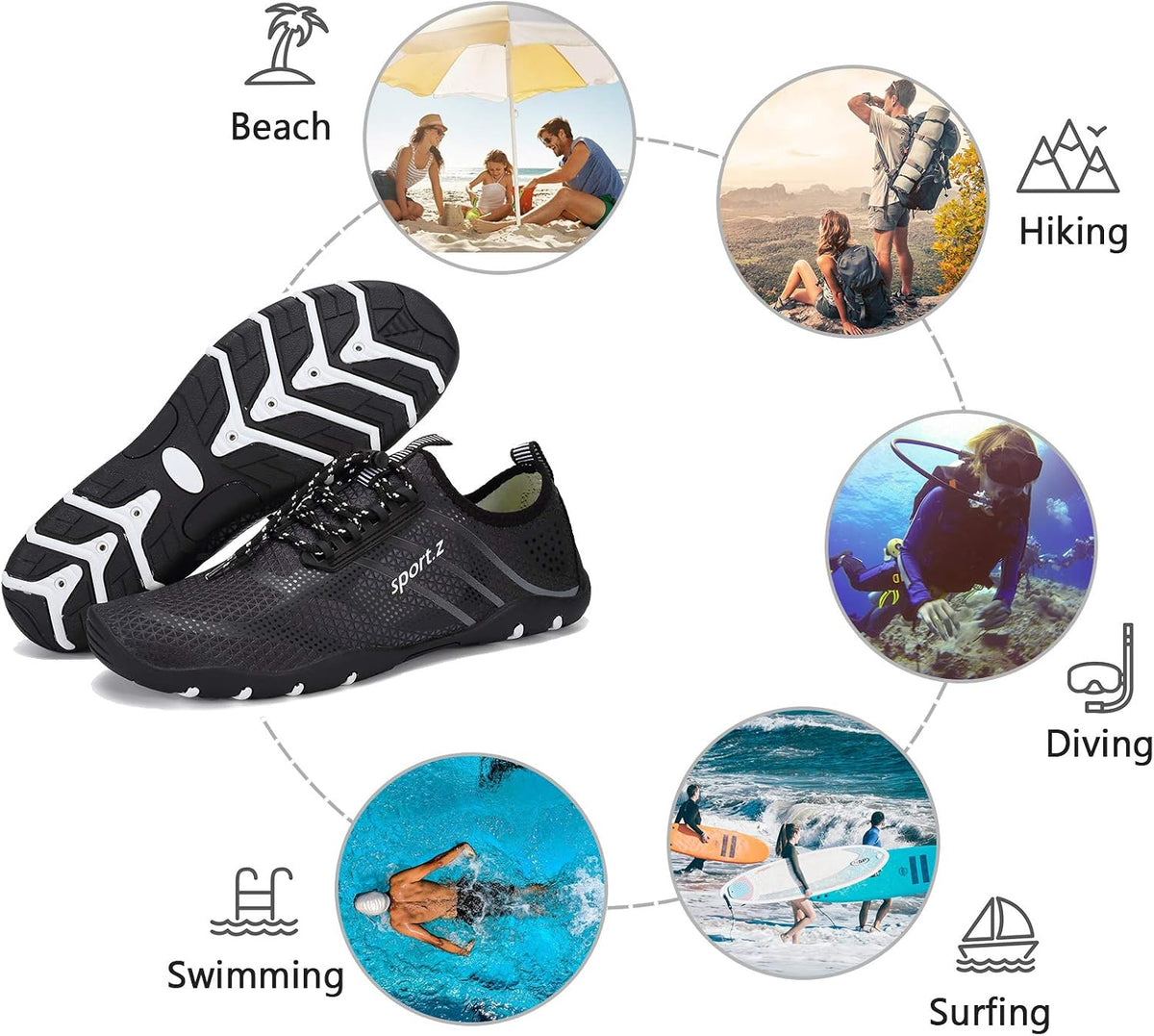 WateLves Water Shoes Mens Womens Barefoot Beach Swim Shoes Quick-Dry Aqua Socks Pool Shoes for Surf Yoga Water Aerobics
