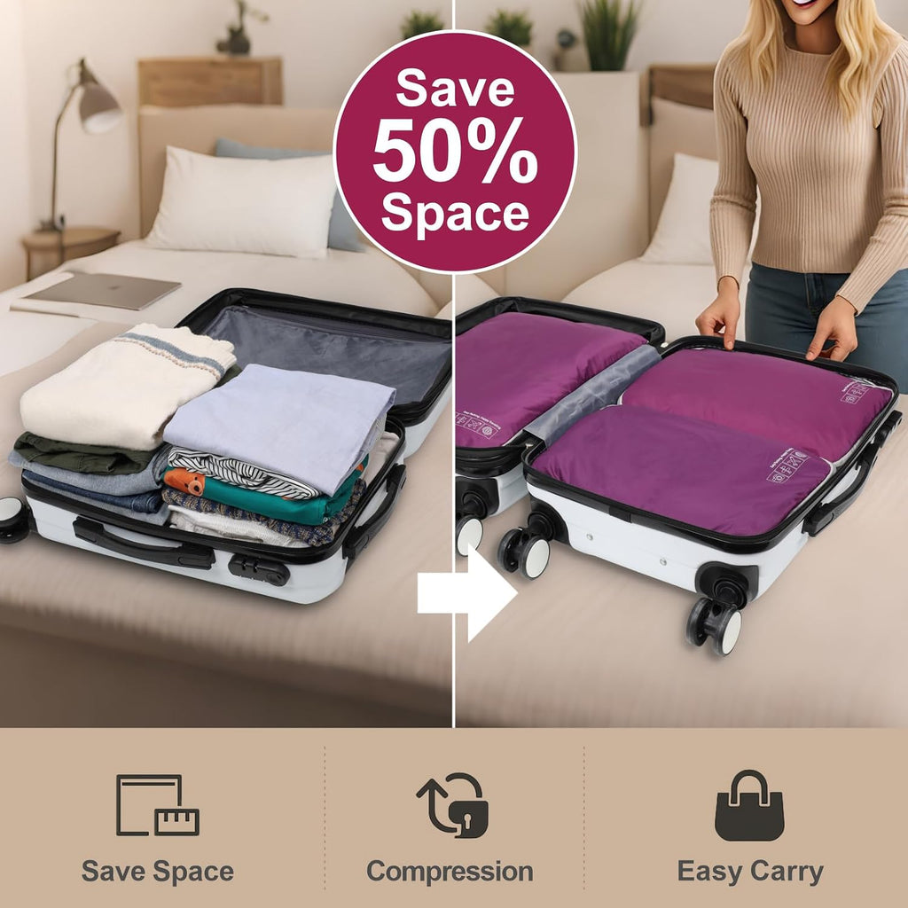 Cambond Compression Packing Cubes for Travel - Luggage Suitcase Organizer