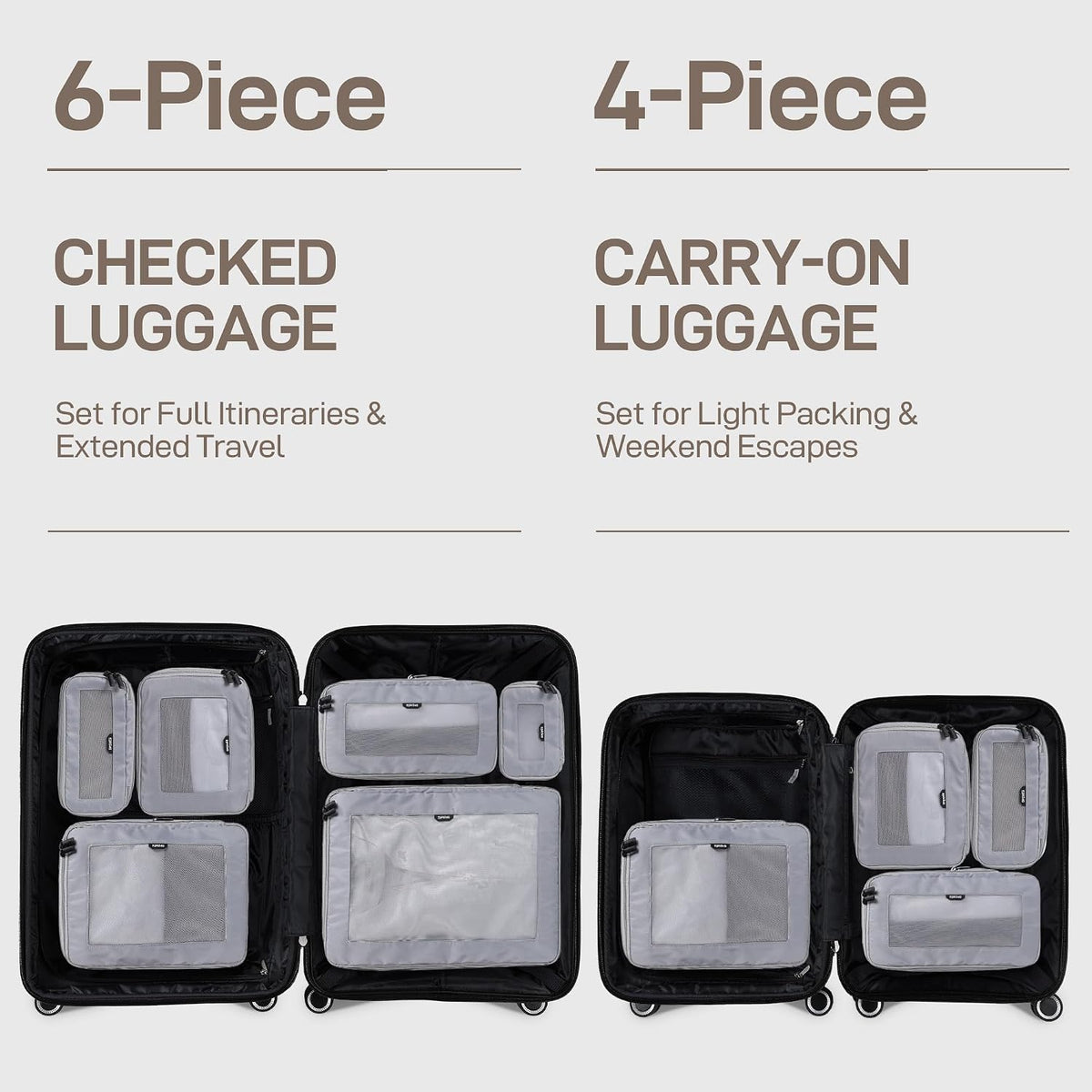 EPICKA TripCozy Compression Packing Cubes, 4 Set, Grey
