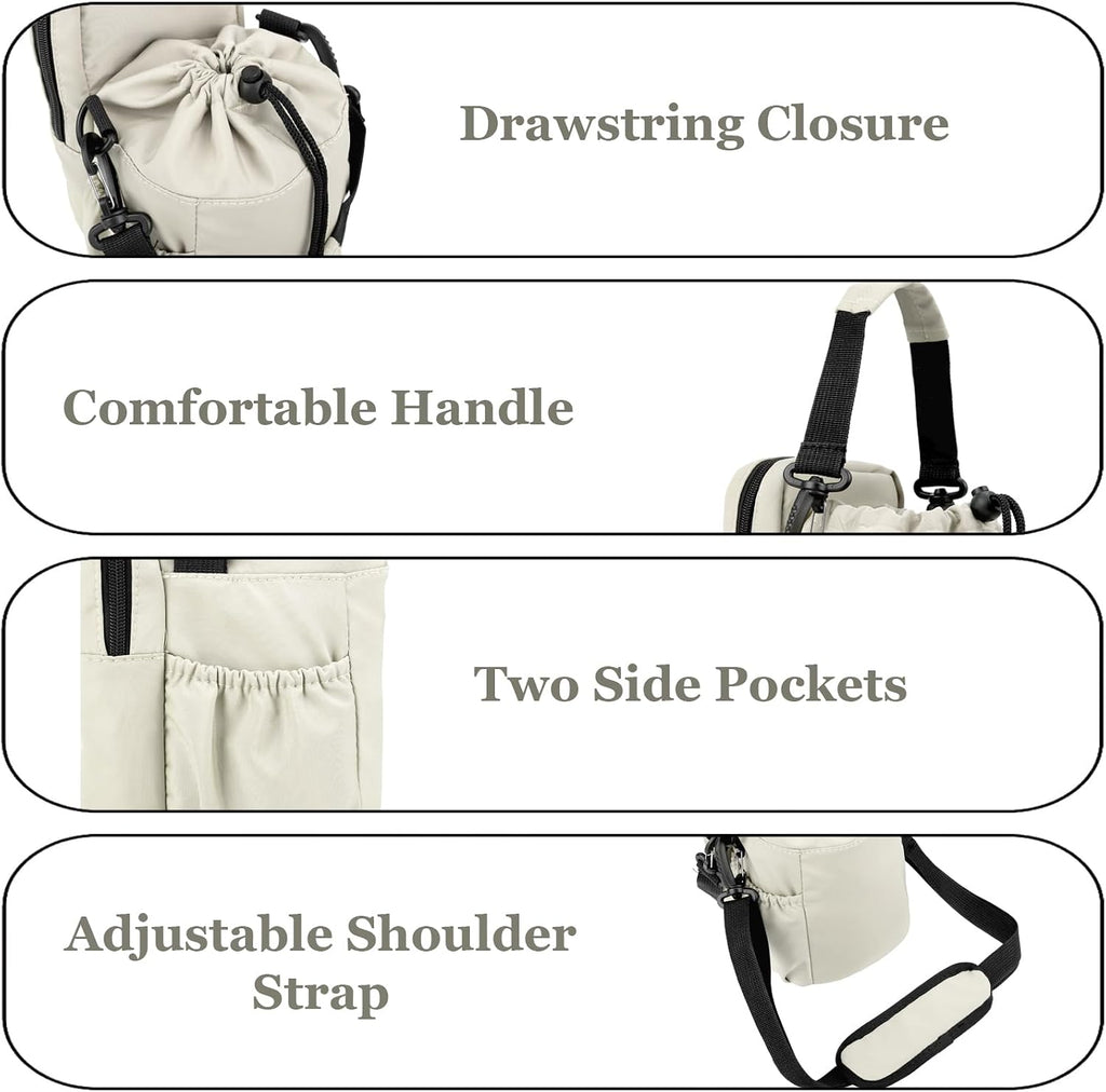 Water Bottle Holder with Strap, 32/40oz Insulation Water Bottle Carrier Bag with Phone Pocket, Water Bottle Sling Bag Crossbody Water Bottle Holder for Hiking Walking