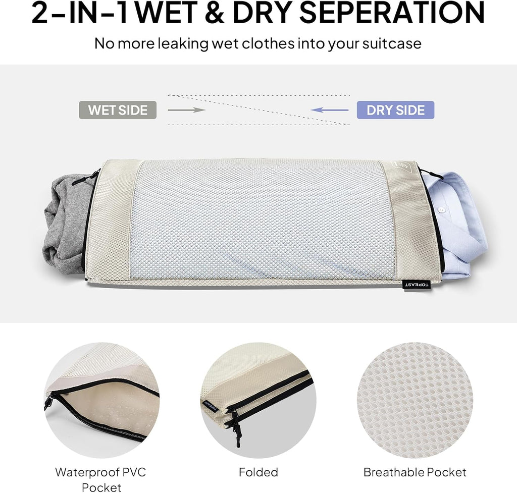 TOPEAST Compression Packing Cubes 4 Set Suitcase Organizer Bags for Travel