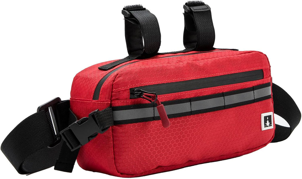 ROYALFAIR Waterproof Bike Handlebar Bag with Reflective Strips & Shoulder Strap, Bicycle Front Frame Storage Pouch for Mountain Road Cycling Commuting (Orange)