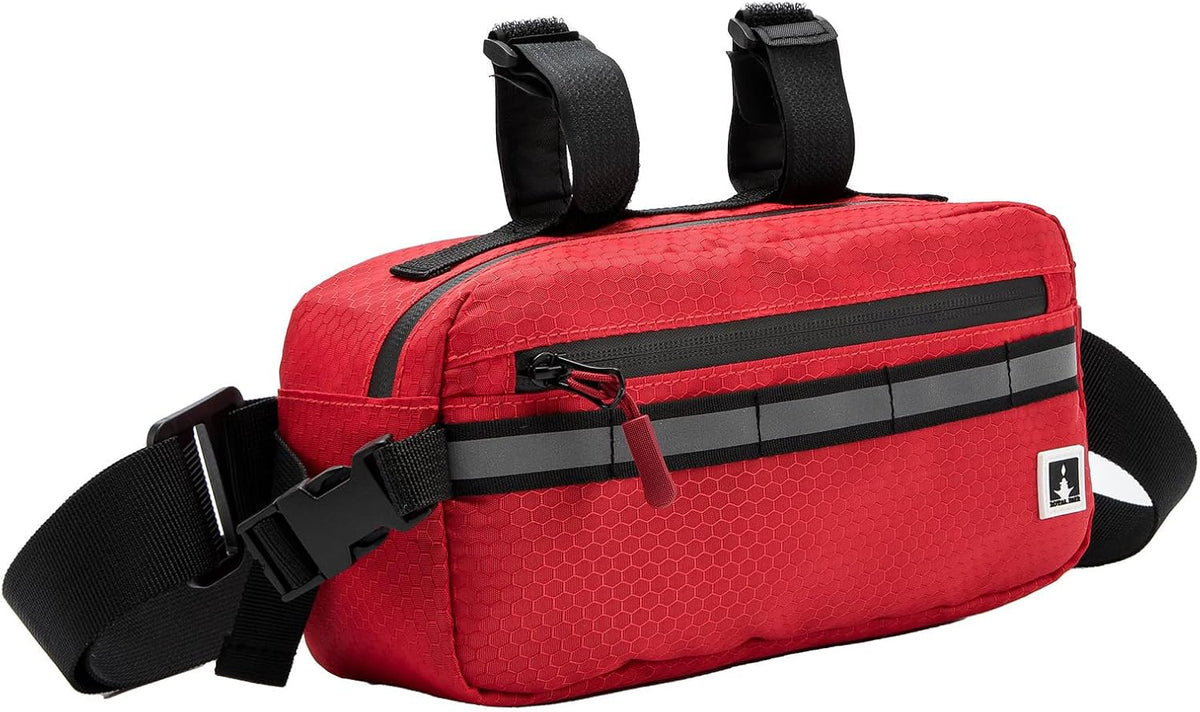 ROYALFAIR Waterproof Bike Handlebar Bag with Reflective Strips & Shoulder Strap, Bicycle Front Frame Storage Pouch for Mountain Road Cycling Commuting (Orange)