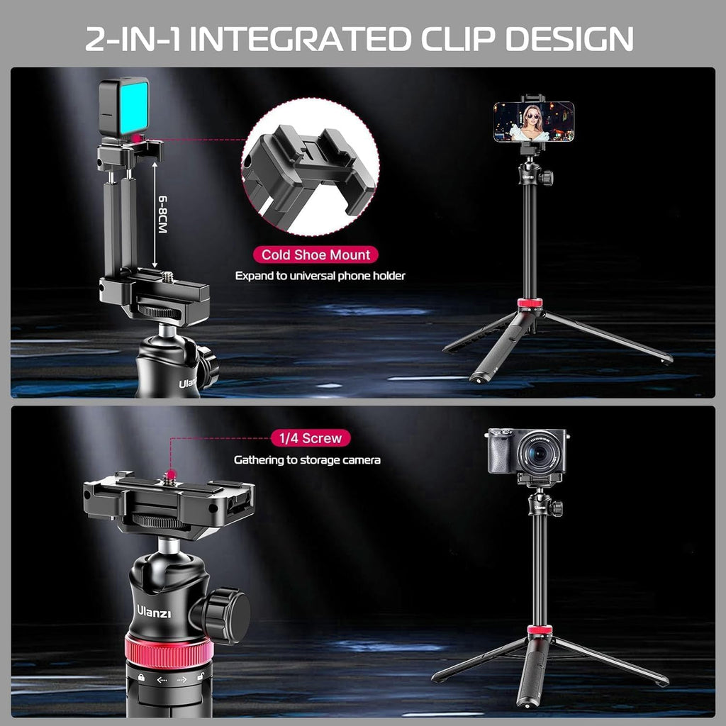 ULANZI MT-44 Auto Open Phone Tripod, 59" Extendable Selfie Stick Vlog Stand