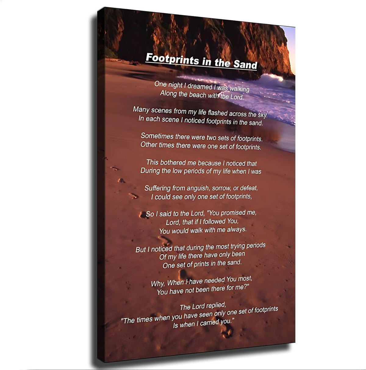 Footprints in The Sand Poem Wall Art Poster Decorative Painting Print Modern Home Bedroom Living Room Decoration Canvas Wall Art Aesthetic (12×18inch Framed)