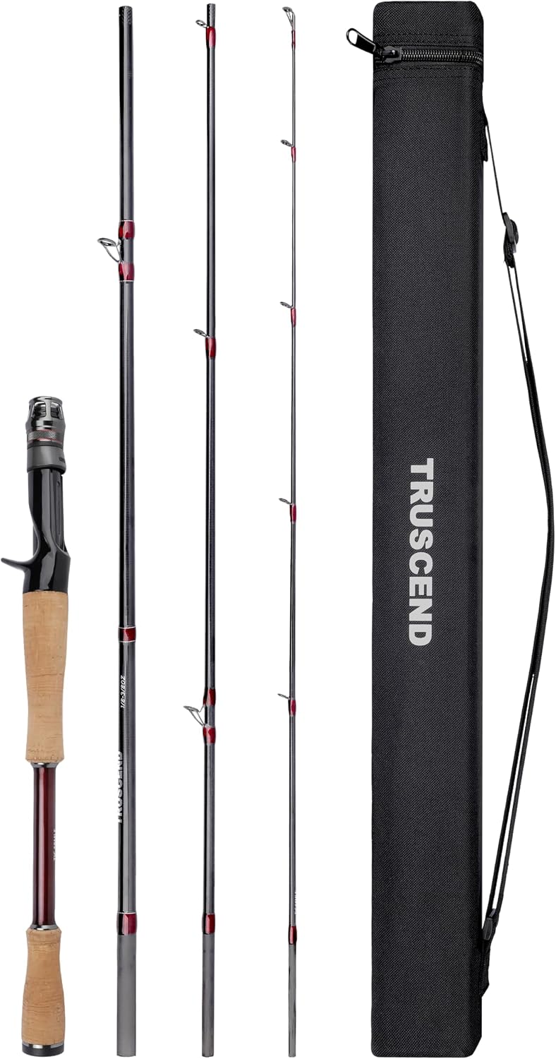 TRUSCEND Craz Easy Control Baitcasting Fishing Rods, 1-Piece Performance Multi-Piece Travel Rod, High Strength & Sensitive Backbone, Tough Fishing Rod with Toray Carbon, Fuji A Ring & K Guide