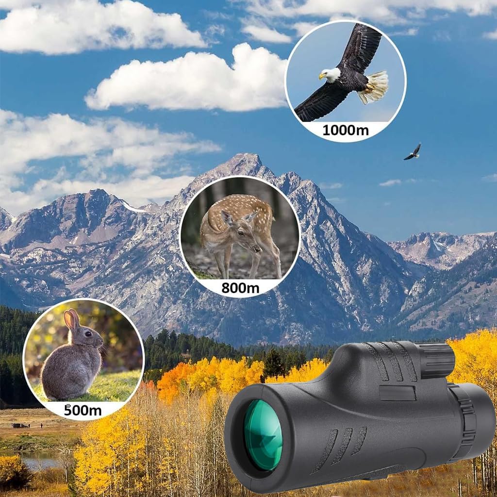 80x100 High Power Monocular Telescope with Smartphone Adapter, BAK4 Prism for Bird Watching Hunting Camping - Military Grade, 2025 New Version Gift for Men