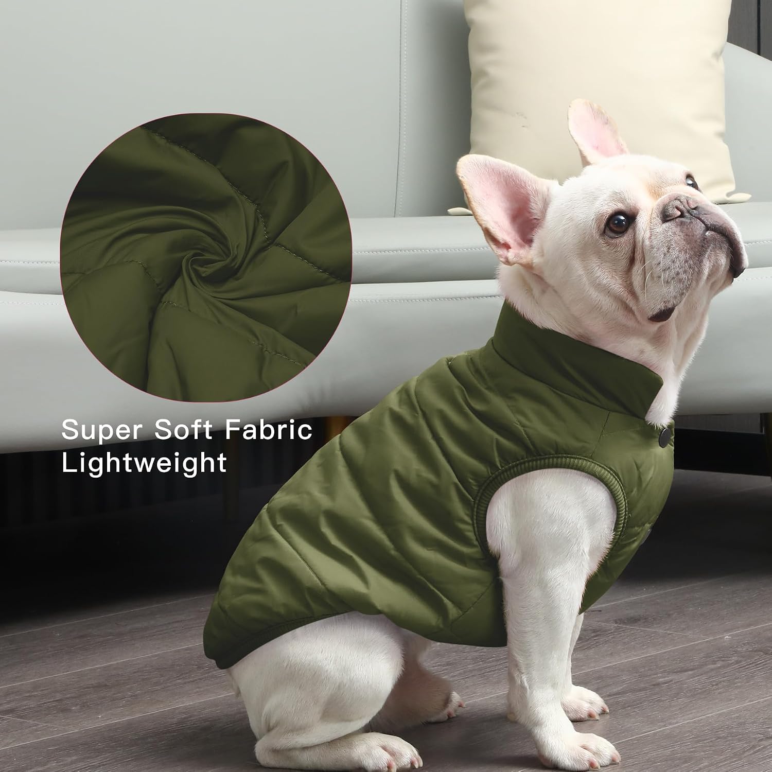 JoyDaog Fleece Lined Dog Jacket for Small Dogs,Winter Dog Coat,Green M