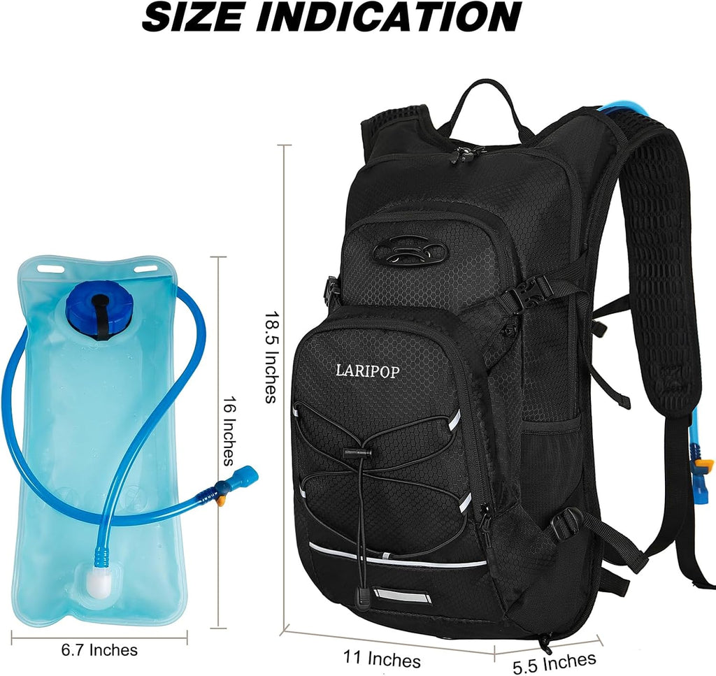 LARIPOP 18L Hydration Backpack with 2L Leak-Proof Water Bladder for Hiking Cycling Running Men Women