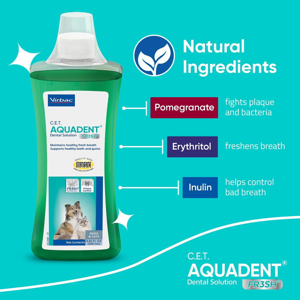 C.E.T. Aquadent Fr3sh Dental Solution for Dogs & Cats, 250 ml