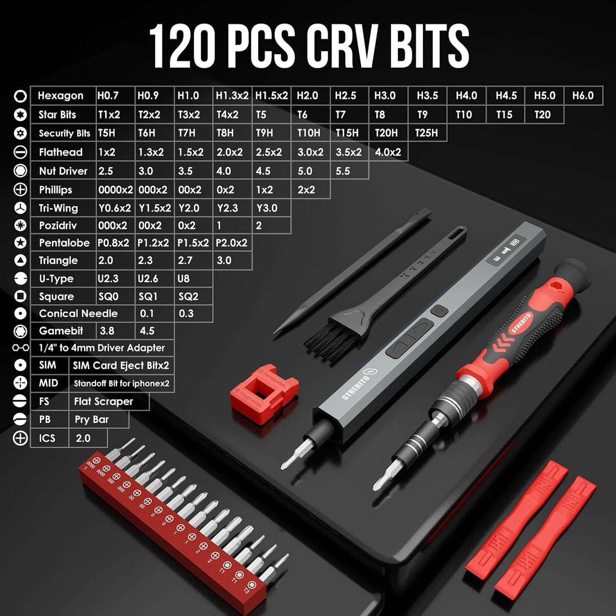 STREBITO 144-Piece Upgraded Electric Screwdriver