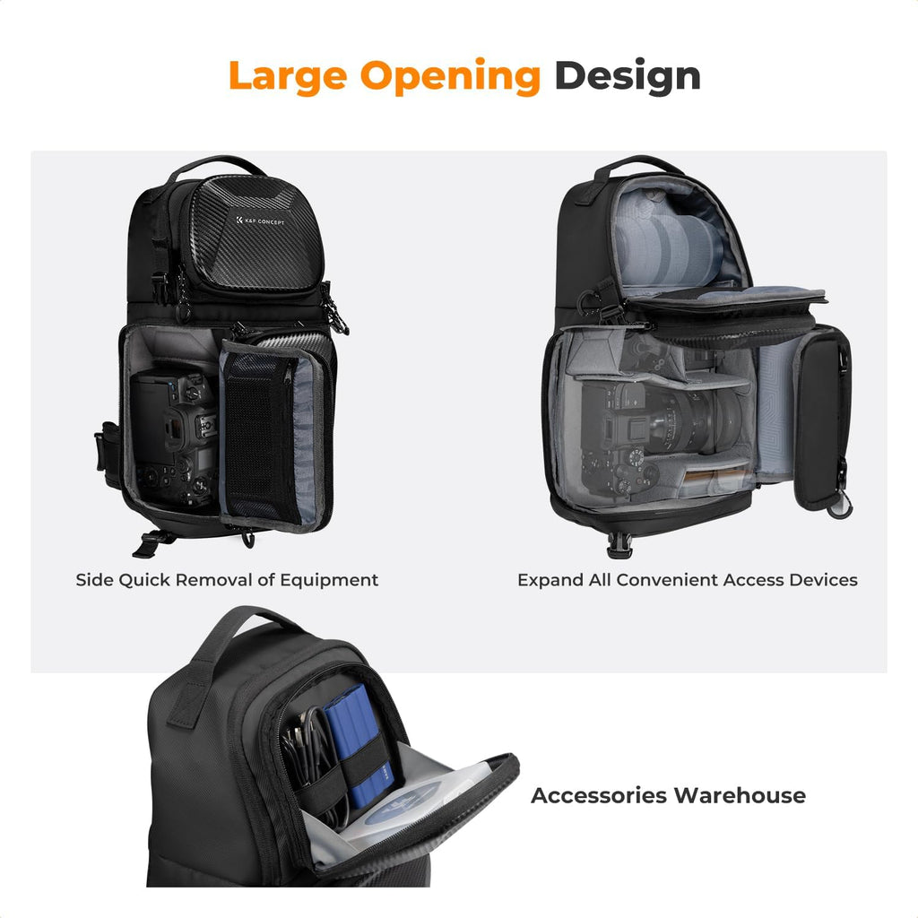 K&F CONCEPT Hardshell Camera Sling Bag, 10L EVA Case with Tripod Holder