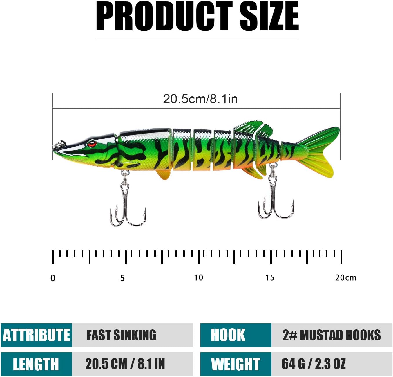 TRUSCEND Swimmax Easy Catch Fishing Lures with BKK Hooks, Wiggling, Vibrating, Rattling and Gurgling for More Bite, Heavy-Duty Dyneema Fiber Jointed Swimbaits for Bass, Trout, Walleye, Crappie, Pike