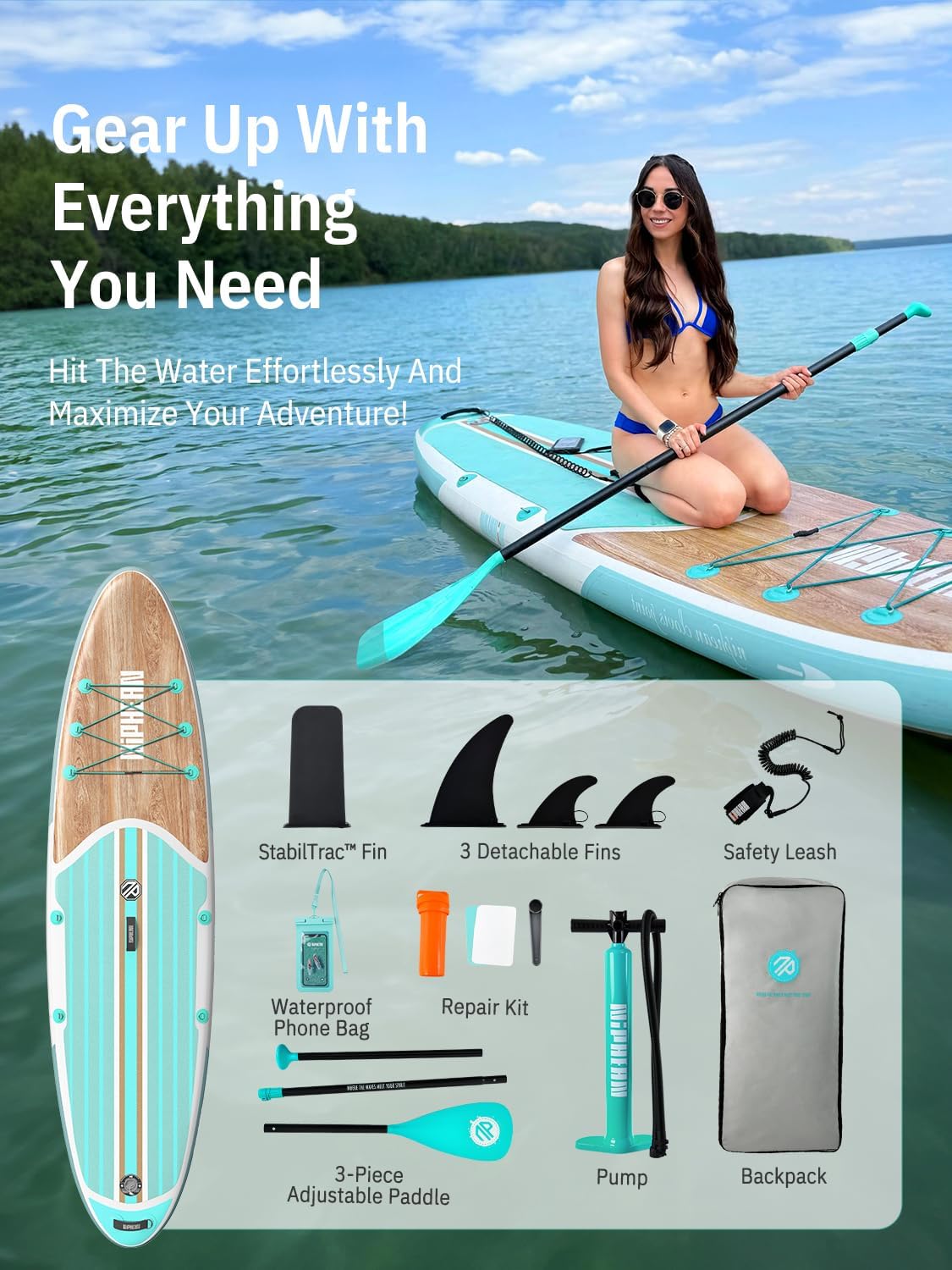 Niphean Inflatable Stand Up Paddle Board with SUP Accessories