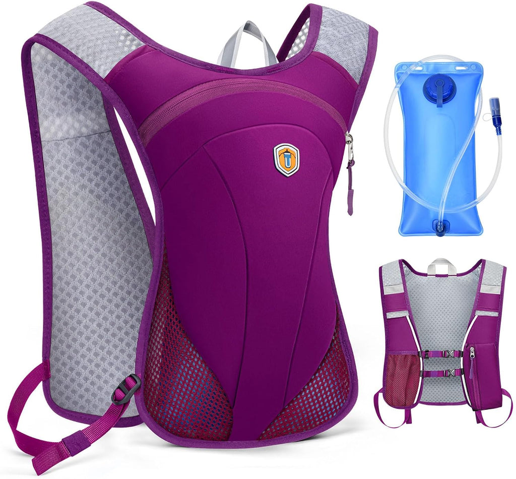 Hydration Backpack with 2L Water Bladder Bag, Lightweight and Breathable Running Vest for Men, Adjustable Chest Straps Water Pack for Cycling Hiking Climbing Outdoor