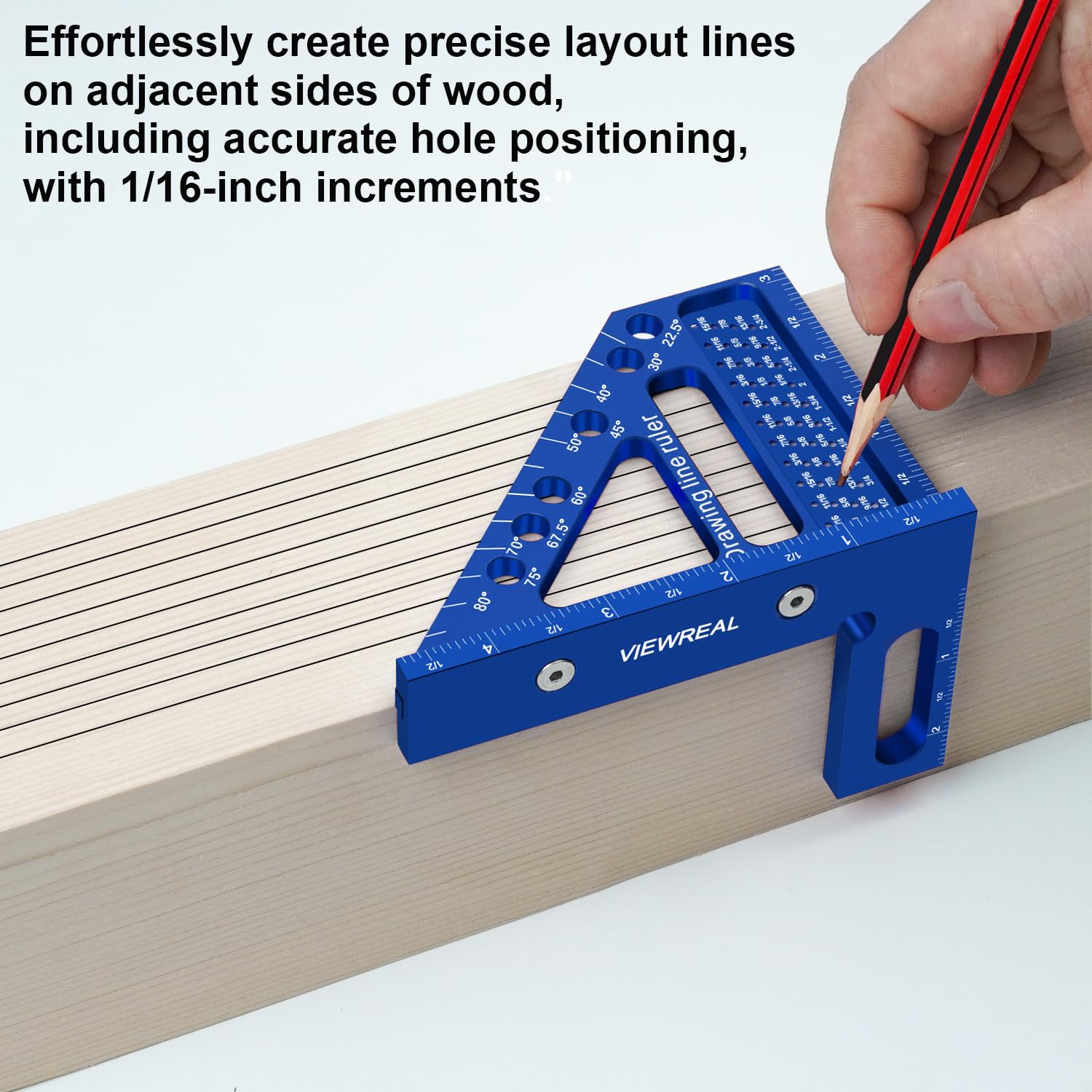 3D Multi-Angle Aluminum Alloy Woodworking Square Ruler, 22.5-90 Degree Protractor, High Precision Miter Triangle Ruler for Engineers, Carpenters, and Craftsmen