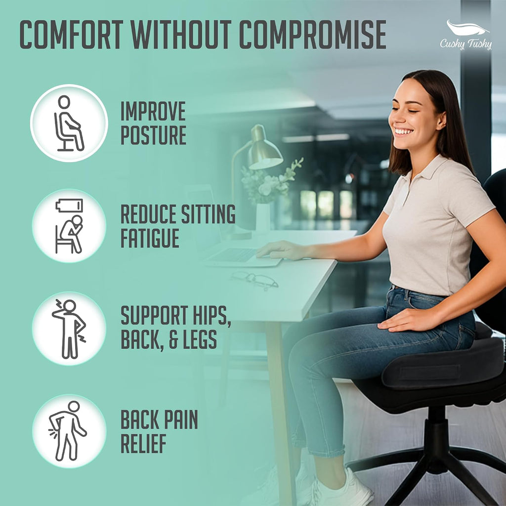 Cushy Tushy Premium Foldable Travel Seat Cushion - for Relief of Lower Back, Sciatic, Butt and Tailbone Pain - for Home & Office Use, Perfect for Travel or Driving - Coccyx Seat Cushion