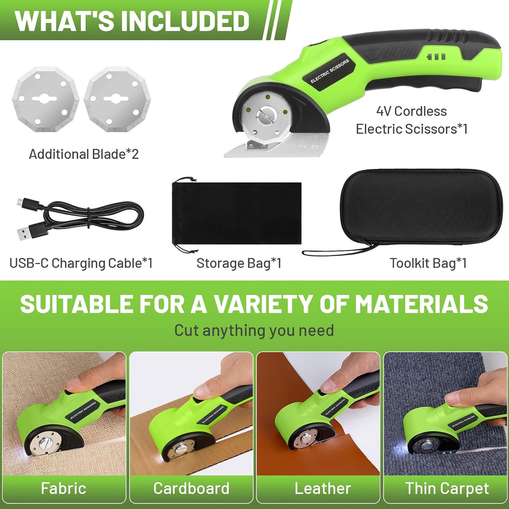 Cordless Electric Scissors, 4V Rechargeable Rotary Cardboard Cutter