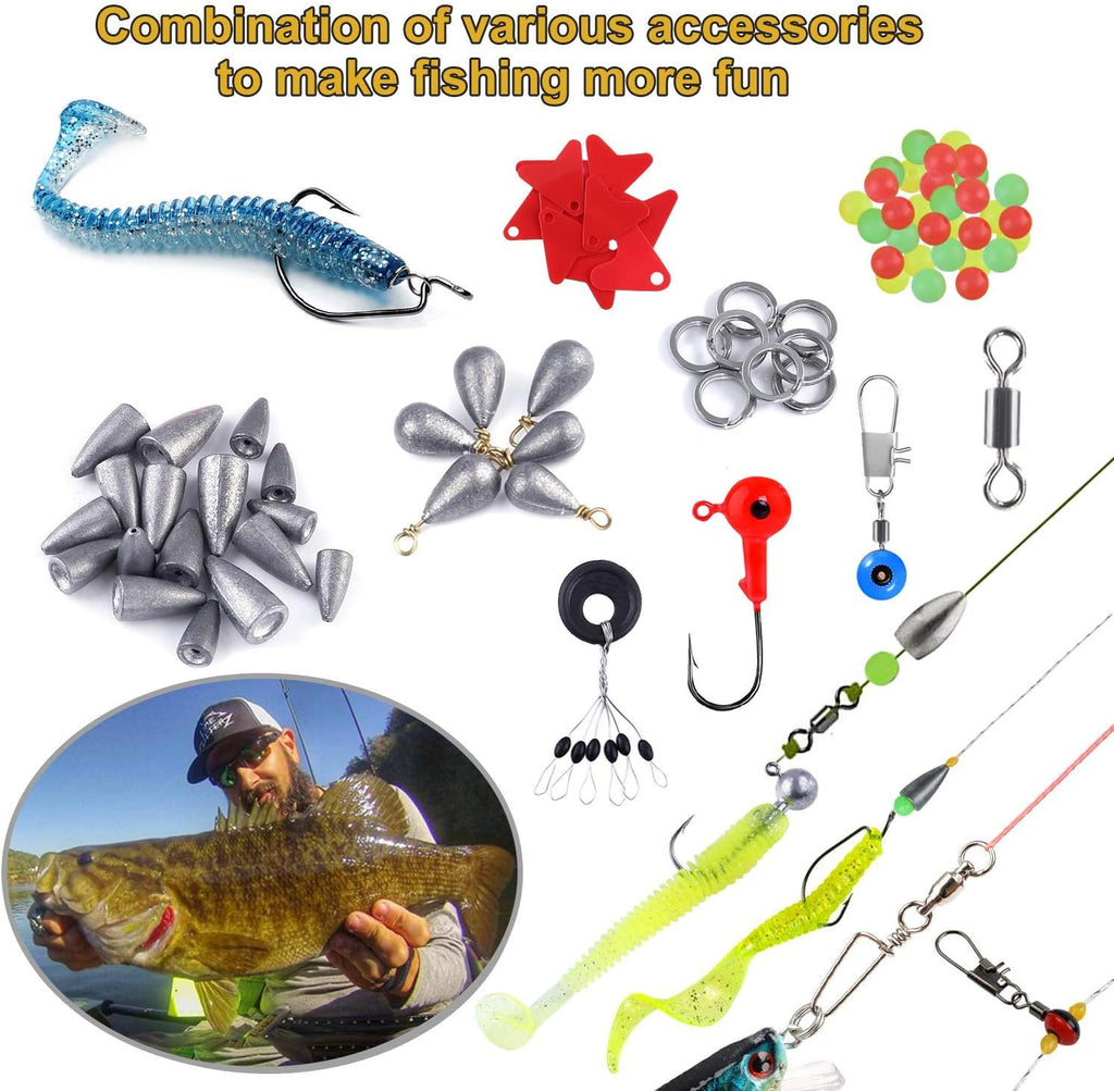 TOPFORT 187/343pcs Fishing Accessories Kit, Organized Fishing Tackle Box with Tackle Included, Fishing Hooks, Fishing Weights Sinkers, Fishing Gear and Equipment, Fishing Gift for Men