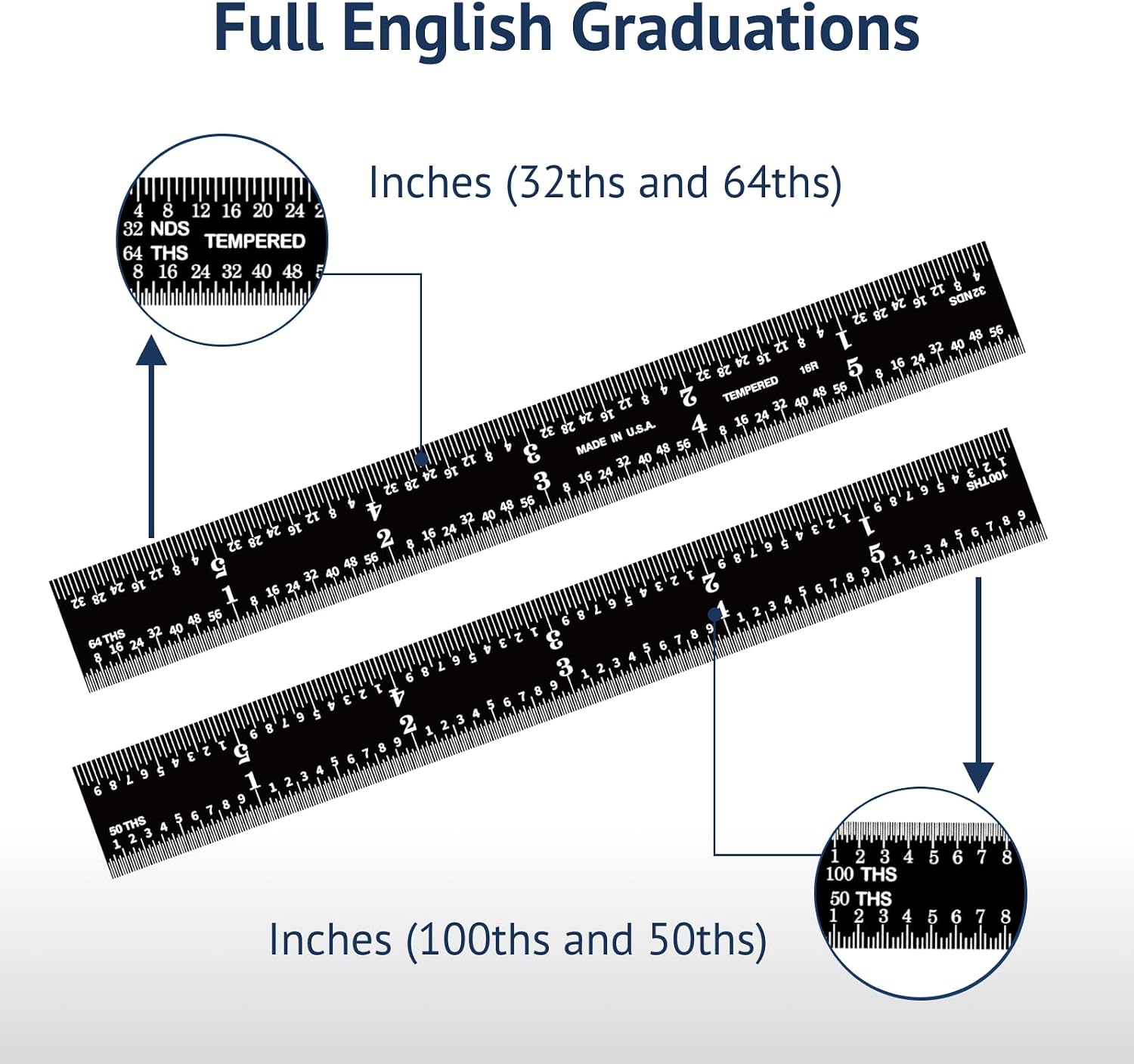 PEC Tools 6" Metal Rule, Designed for High-Accuracy Industrial Environments, Made in USA