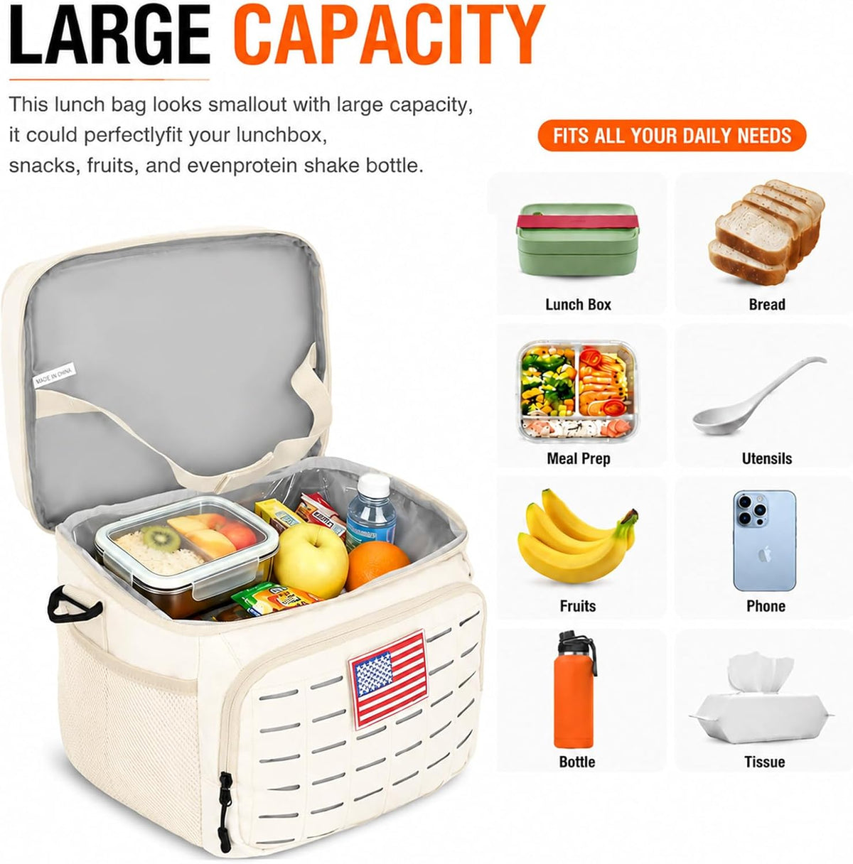 Goloni Lunch Box for Men & Women, Small Cooler Soft Thermal Leakproof Bag with Shoulder Strap, Multi-Pockets for Picnic, Beach, Camping