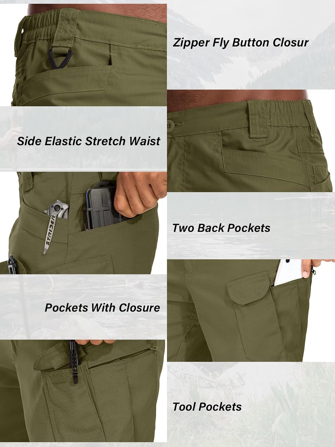 Mens Work Shorts Cargo Tactical Outdoor Wear Resistant Hiking Tool Shorts