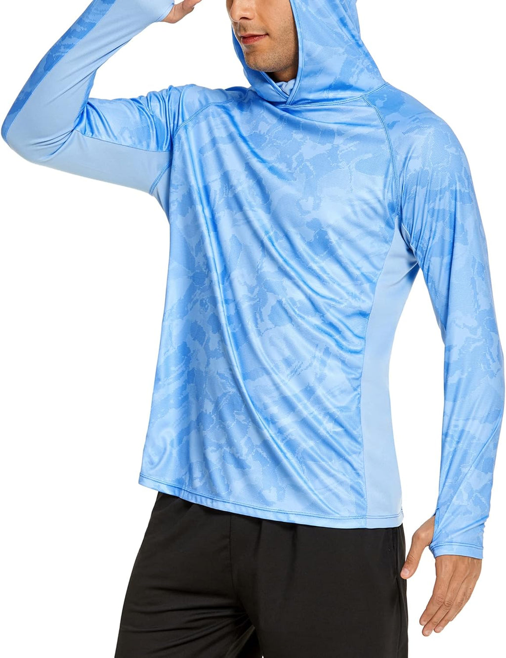 COOrun Men's Hooded Sun Shirts with Mask Fishing Shirts for Men Long Sleeve UPF 50 Rash Guards Cooling Hoodies Hiking Shirts