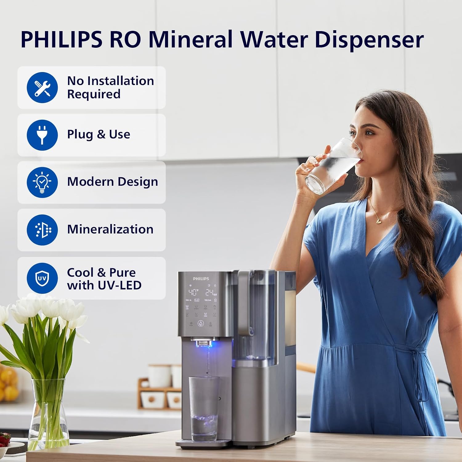 PHILIPS Countertop RO Water Filter, Instant Hot and Cold Dispenser