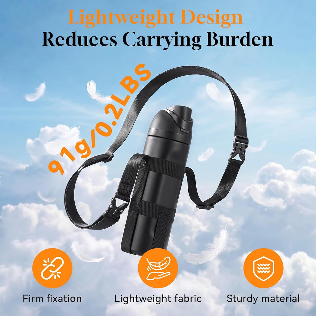 Nuovoware Water Bottle Holder With Strap, 20-40 oz, Charcoal black