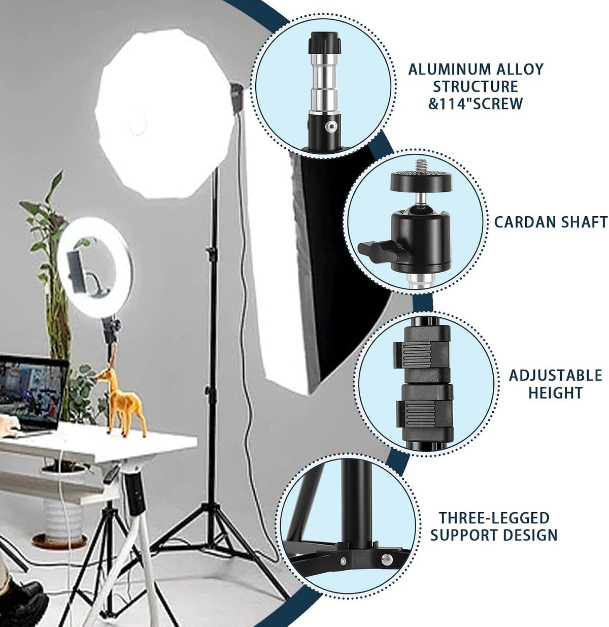 2 Pack Aluminum Light Photography Tripod Stand with Case,Altson 7 Feet Portable Photo Video Tripod Stand for Speedlight, Flash, Softbox, Umbrella, Strobe Light, Camera
