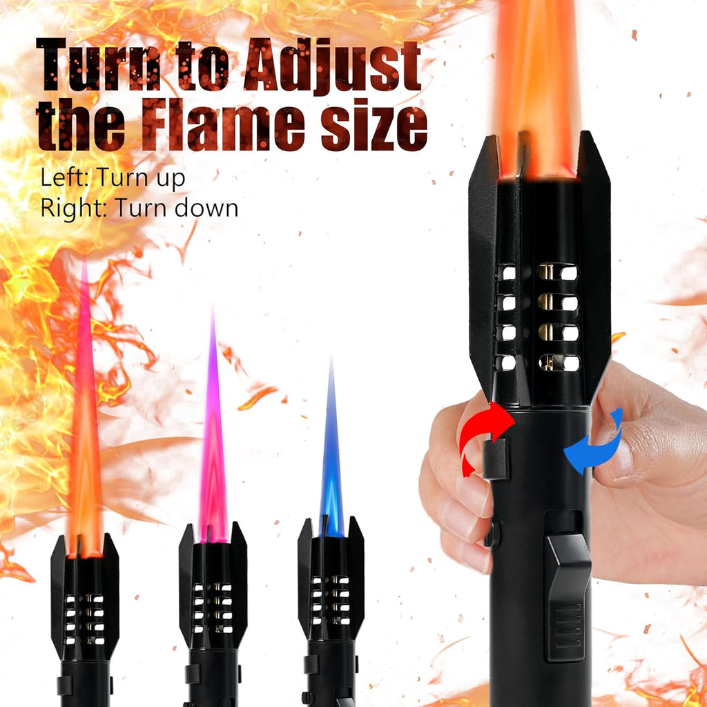 Camping Lighter, Torch Lighter, Straight Flame Bright Fire Refillable,Black