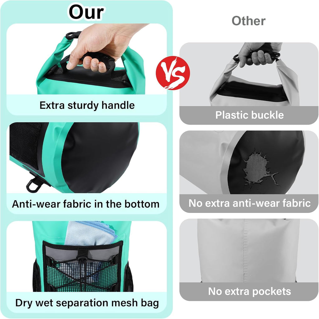 Dry Bag, 25L Roll Top Waterproof Backpack for Kayaking, Boating, Lake Blue