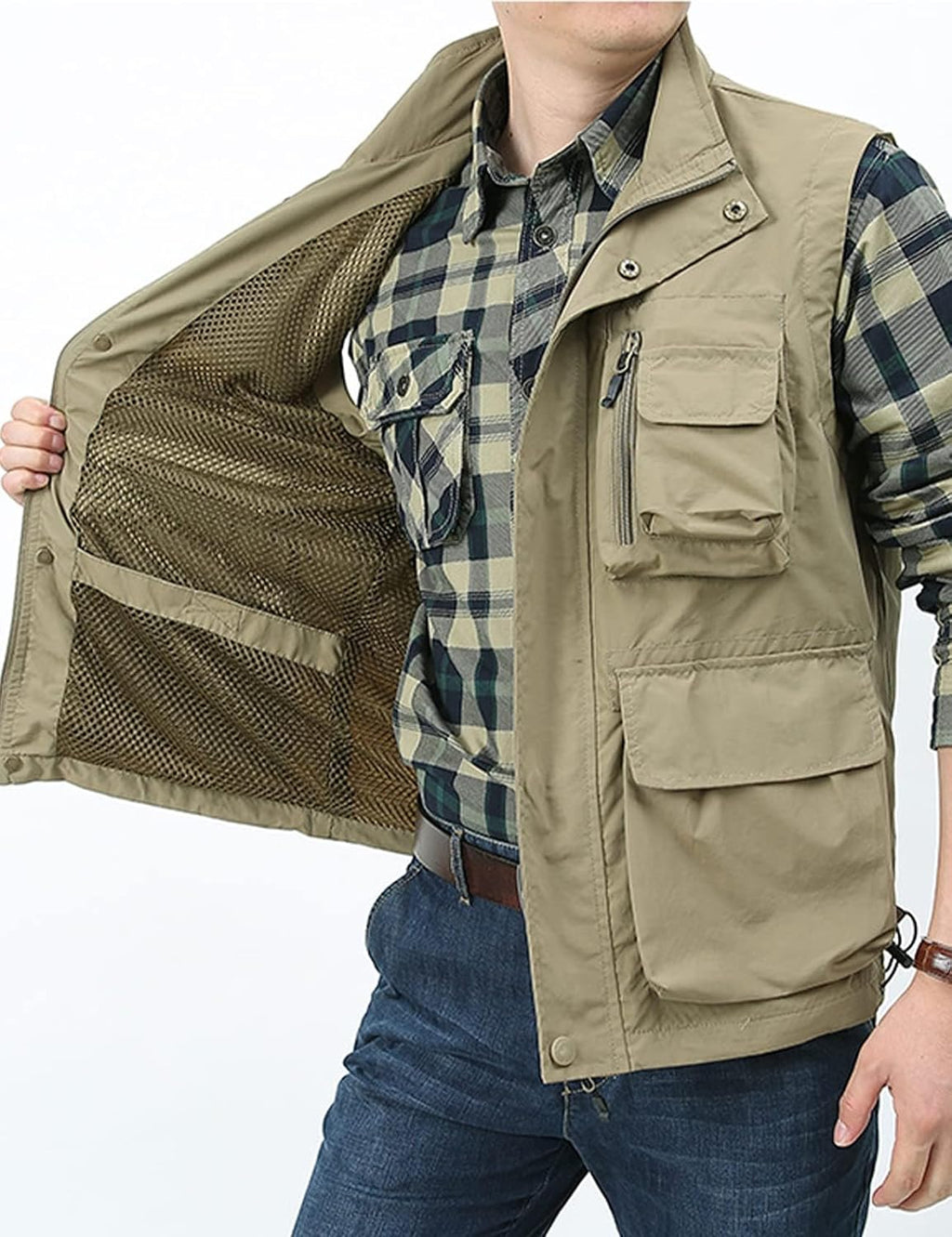 Yimoon Mens Utility Fishing Vest Lightweight Safari Cargo Vest
