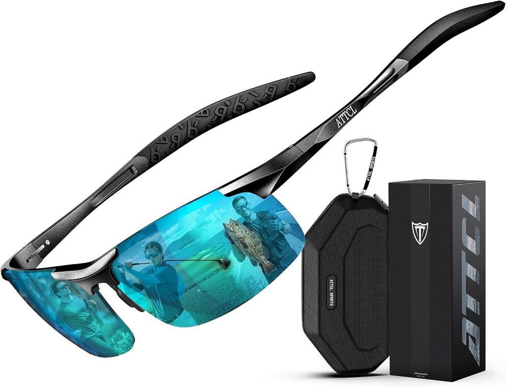 ATTCL 0.9 oz Polarized Sunglasses Men Al-Mg Metal Golf Fishing Sports UV400
