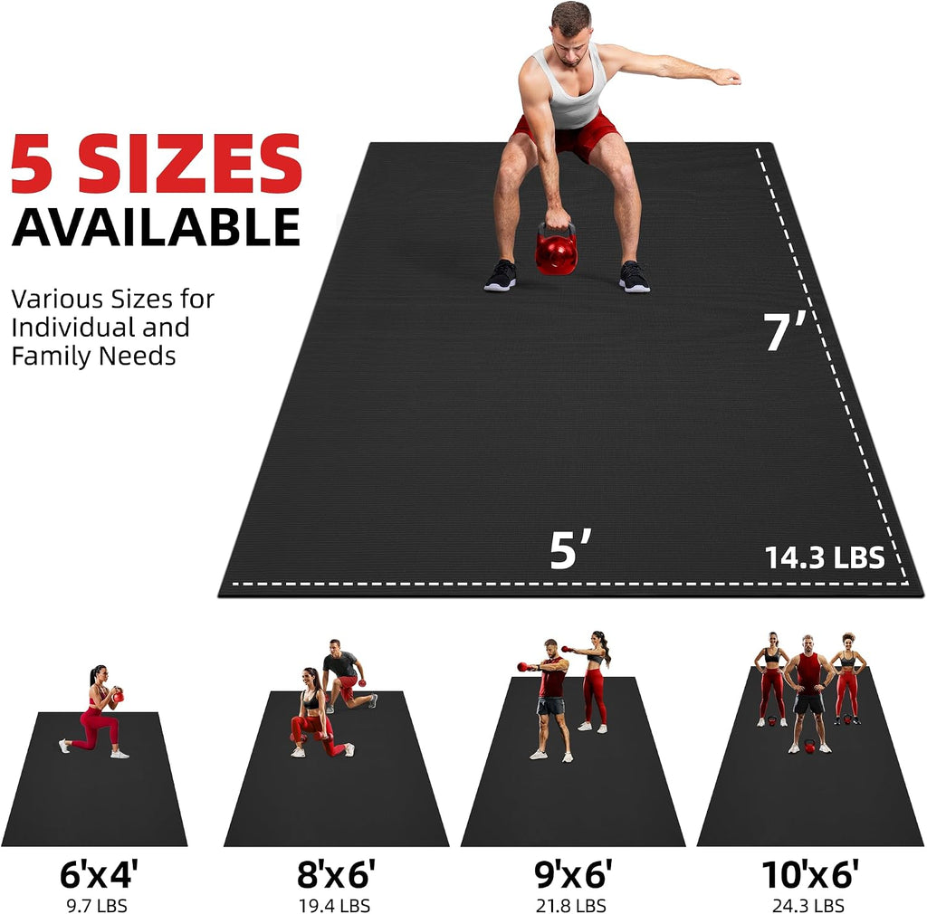 GymCope Extra Large Exercise Mat 10'x6'/9'x6'/8'x6'/7'x5'/6'x4' (8mm)