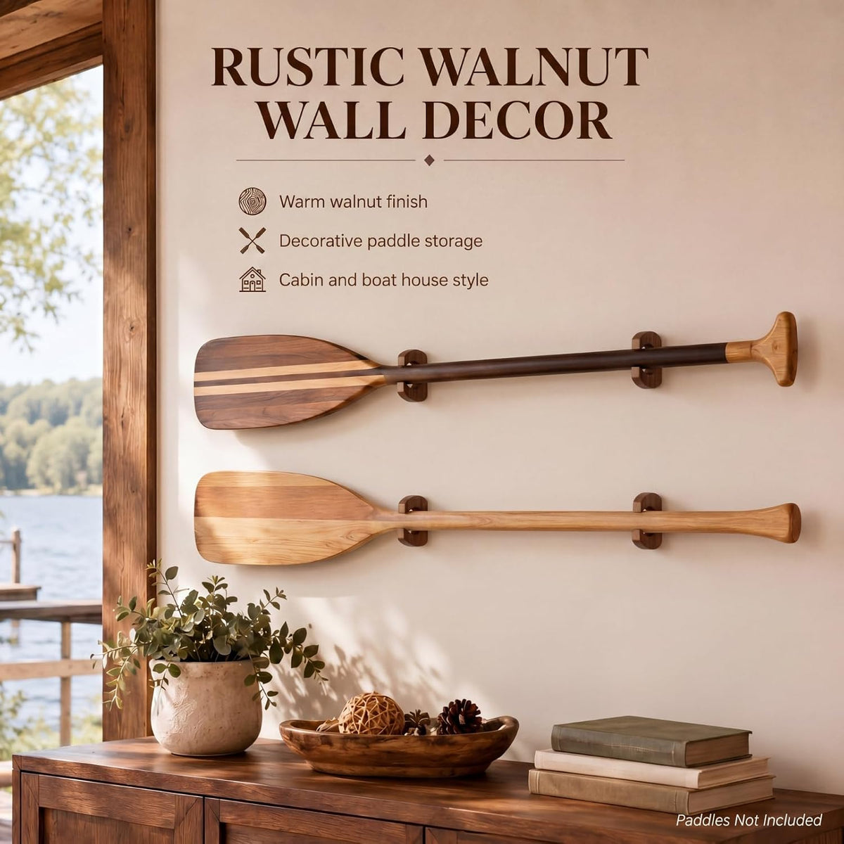DaisyInner Wooden Kayak Paddle Holder Rack Wall Mount Canoe Oar Hanger Paddle Storage and Display Rack for SUP Dragon Boat Paddles Garage Boat House Home Decor