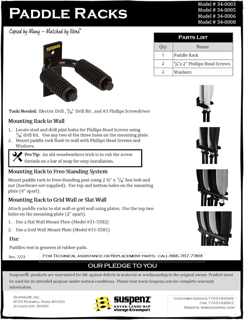 Suspenz 6-Paddle Rack Black, 14"