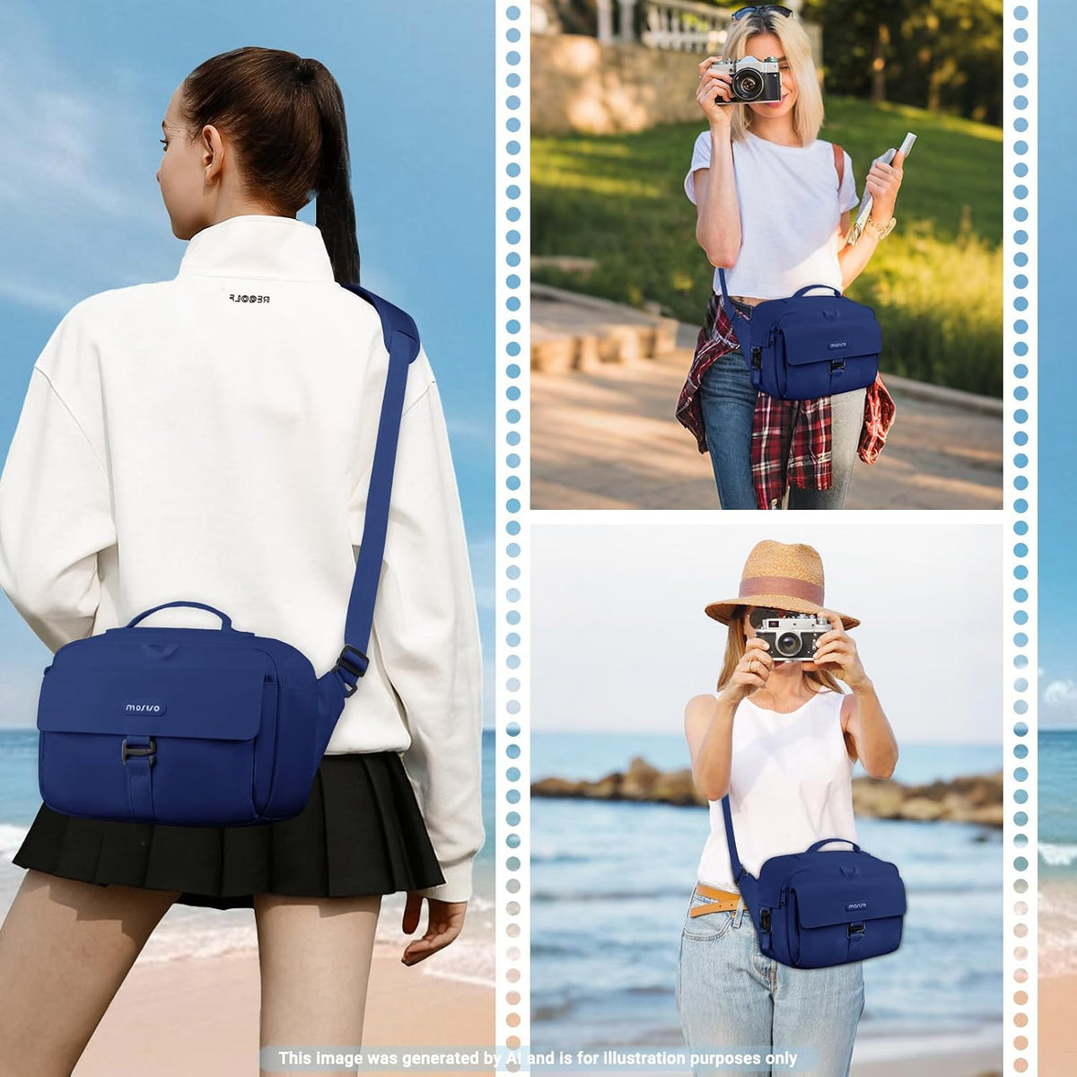 MOSISO Camera Shoulder Bag Camera Case Crossbody Sling Purse, Navy Blue