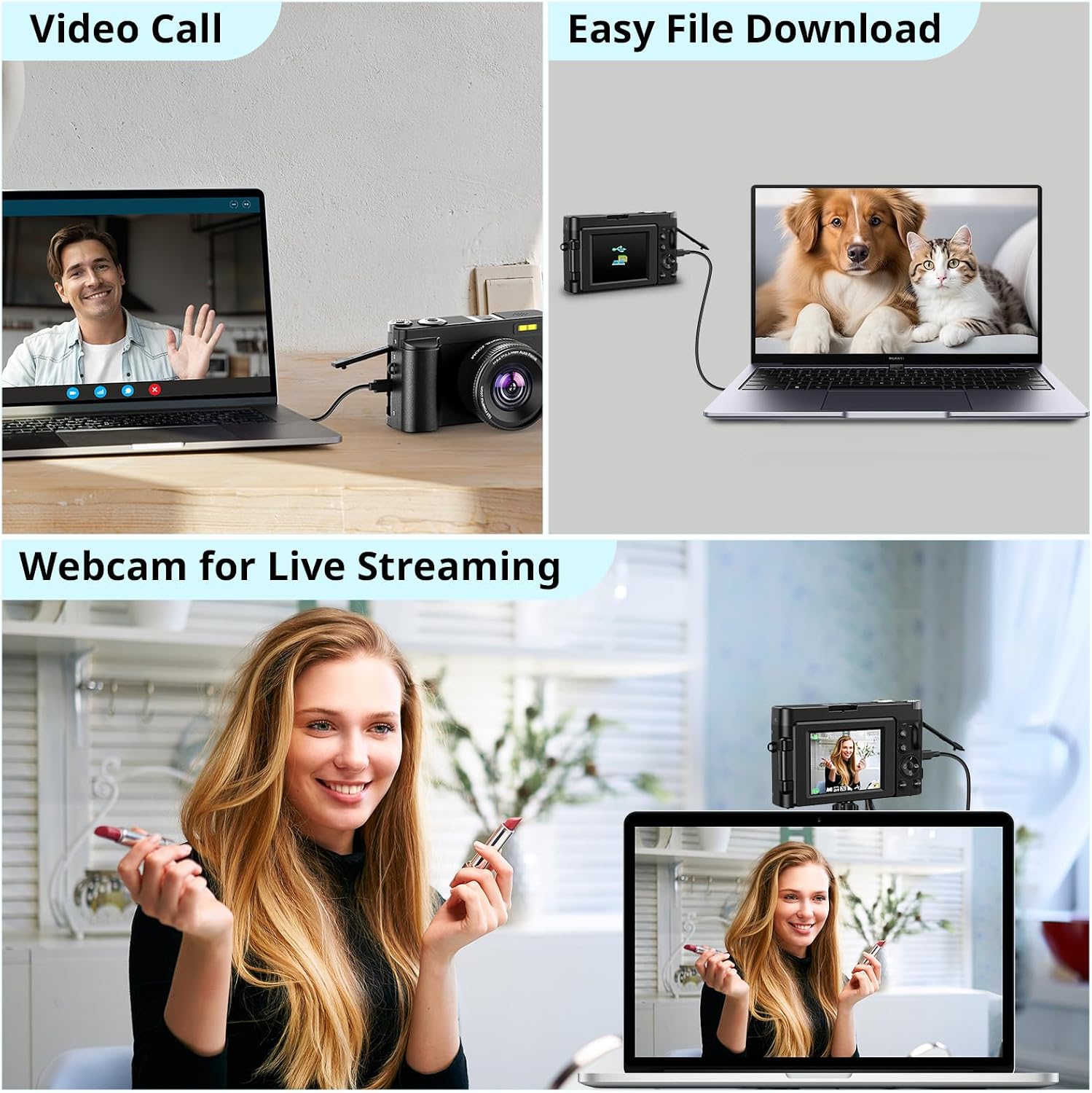 Duluvulu 4K Digital Camera for Photography Autofocus, 2026 Latest 48MP Vlogging Camera for YouTube with SD Card, 2 Batteries, 3" 180°Flip Screen Compact Travel Camera for Teens with 16X Zoom,Black