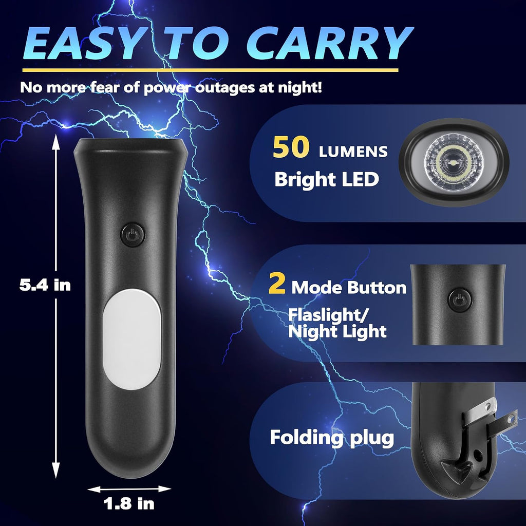 ROSSEX 4 in 1 Emergency Lights for Home Power Failure, 2 Pcs Rechargeable LED Flashlight Plug in Wall, Automatic Turn-On Power Outage Night Light Flashlight for Hurricane Preparedness Items