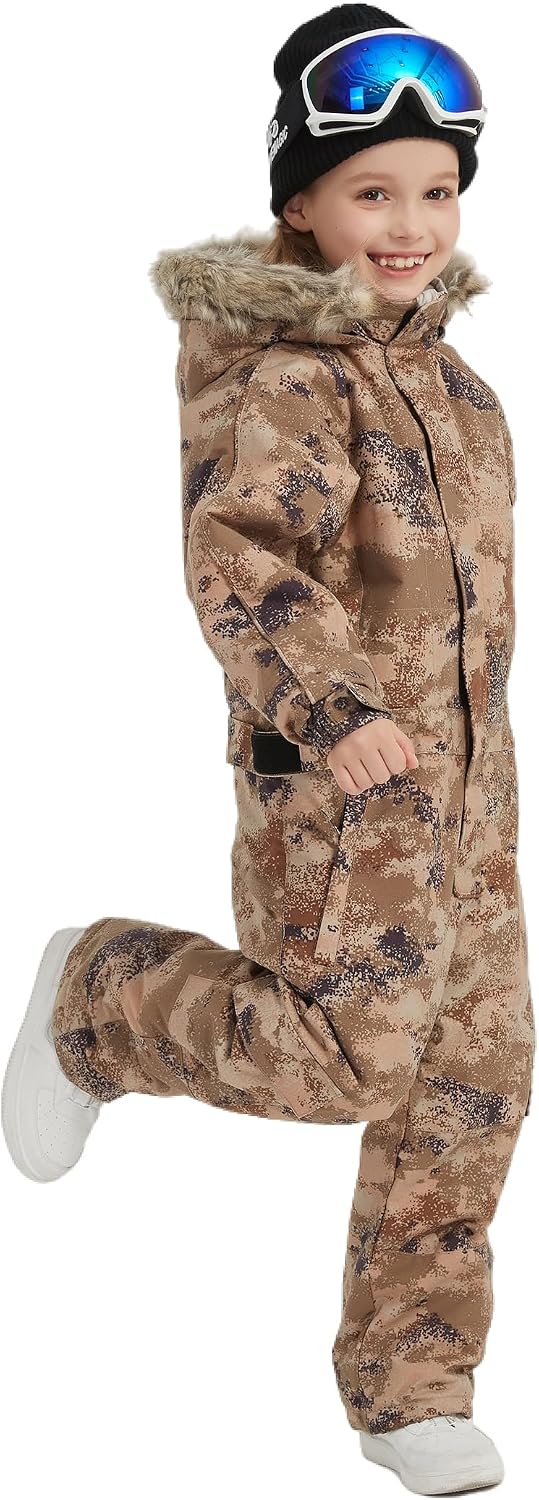 Kids Girls Boys Waterproof Colorful One Piece Snowsuits Coveralls Ski Suits Jackets Winter Jumpsuits