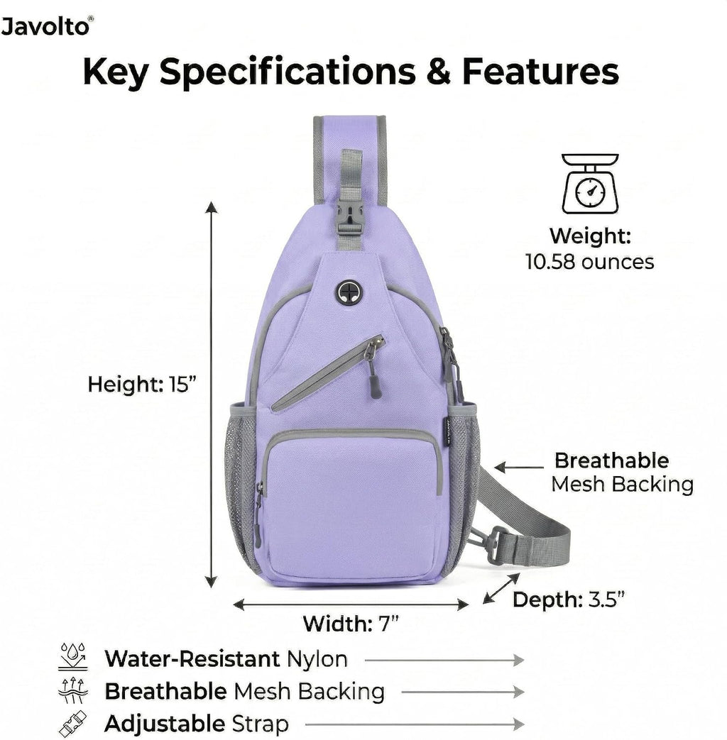 Javolto Crossbody Sling Bag,Small Backpack Men,Hands-Free Shoulder Daypack