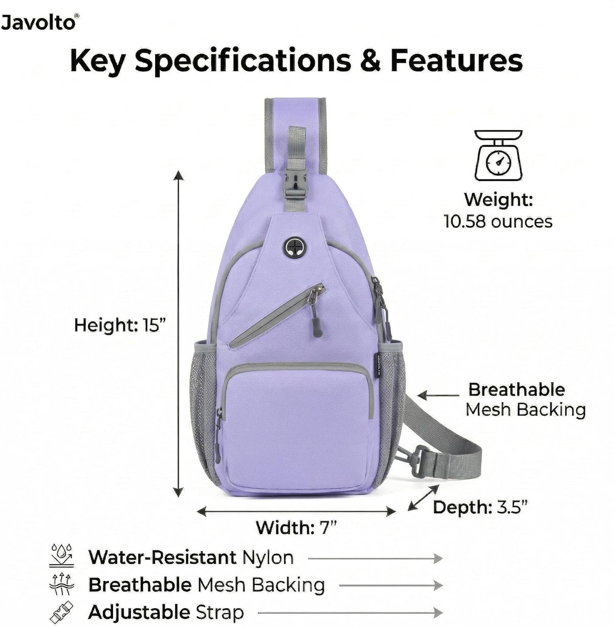 Javolto Crossbody Sling Bag,Small Backpack Men,Hands-Free Shoulder Daypack