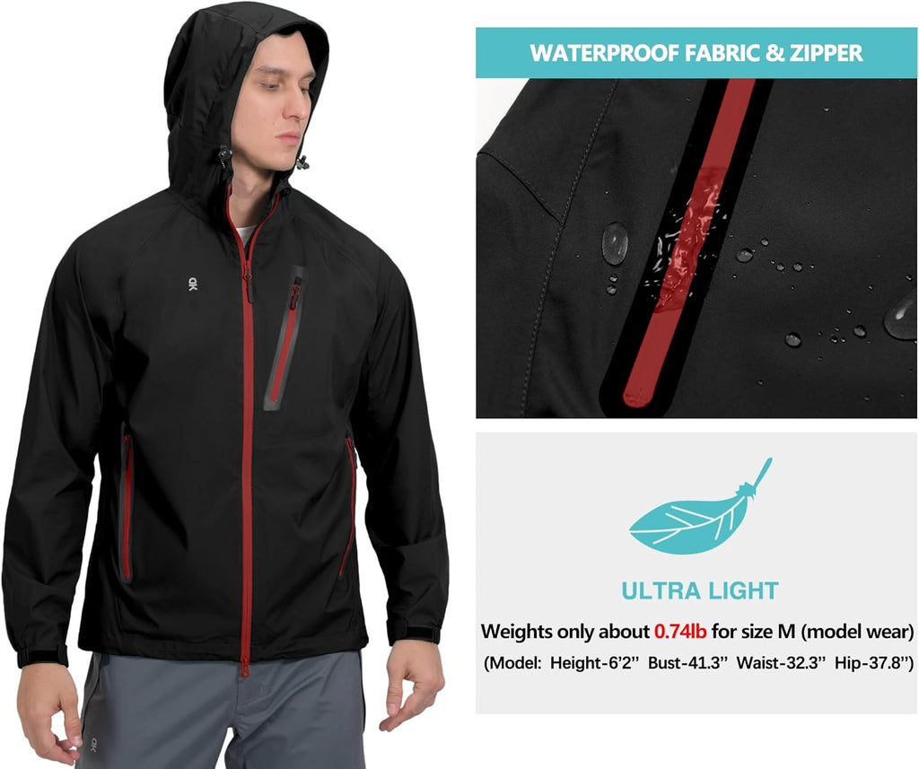Little Donkey Andy Men's Waterproof Rain Jacket Outdoor Raincoat for Hiking