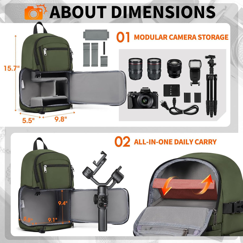 RAINSMORE Camera Sling Bag, Small Dslr/Mirrorless Camera Bag & Case